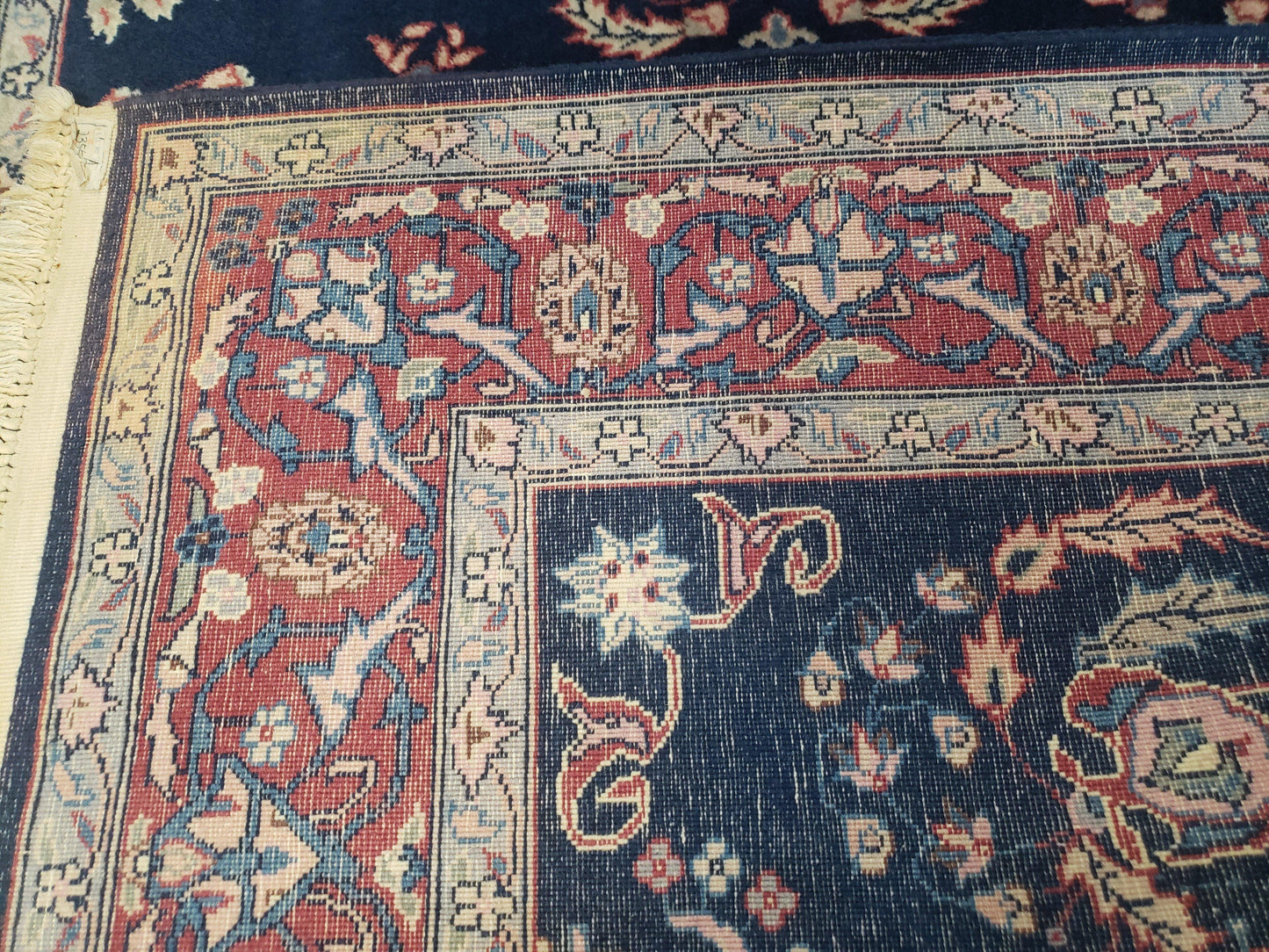 Indo Persian Rug 4x6 Hand Knotted Wool Oriental Carpet Dark Blue Floral Entryway
