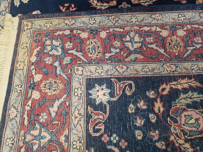 Indo Persian Rug 4x6 Hand Knotted Wool Oriental Carpet Dark Blue Floral Entryway