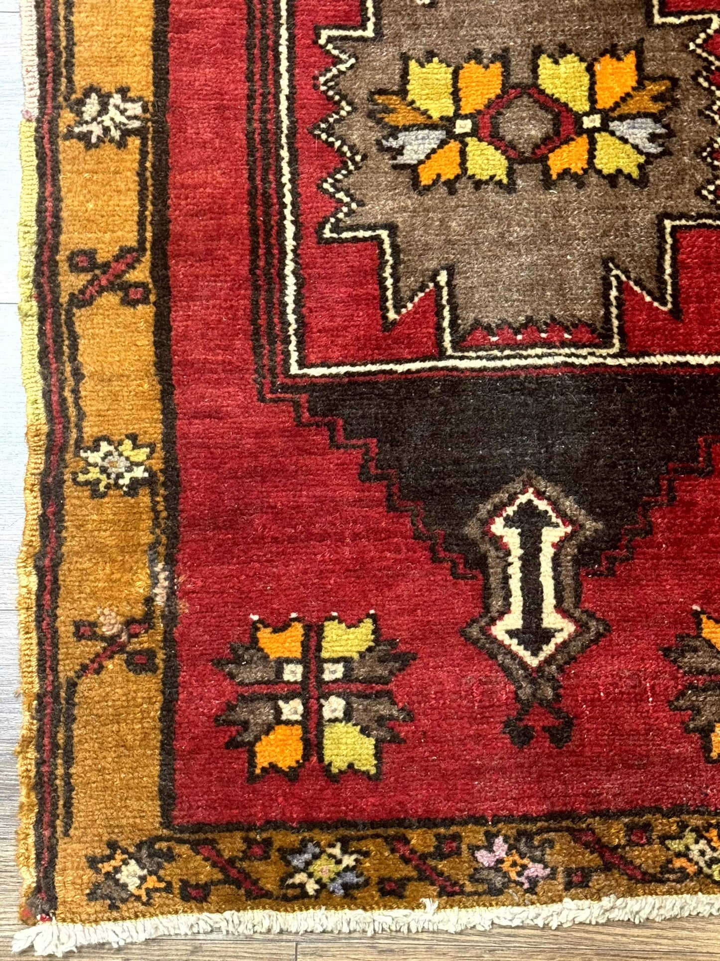 Turkish Yastik Rug 2x3 Geometric Medallion Hand Knotted Wool Red