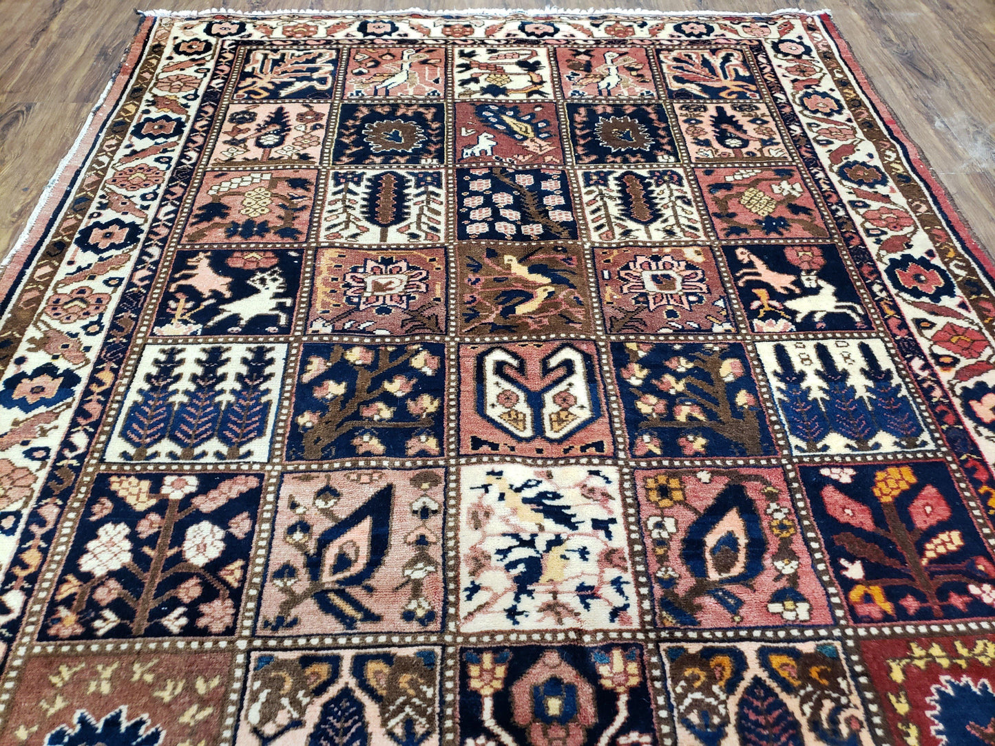 Persian Bakhtiari Rug Antique Hand Knotted Wool 5 Ft 3 In By 10 Ft Panel Design