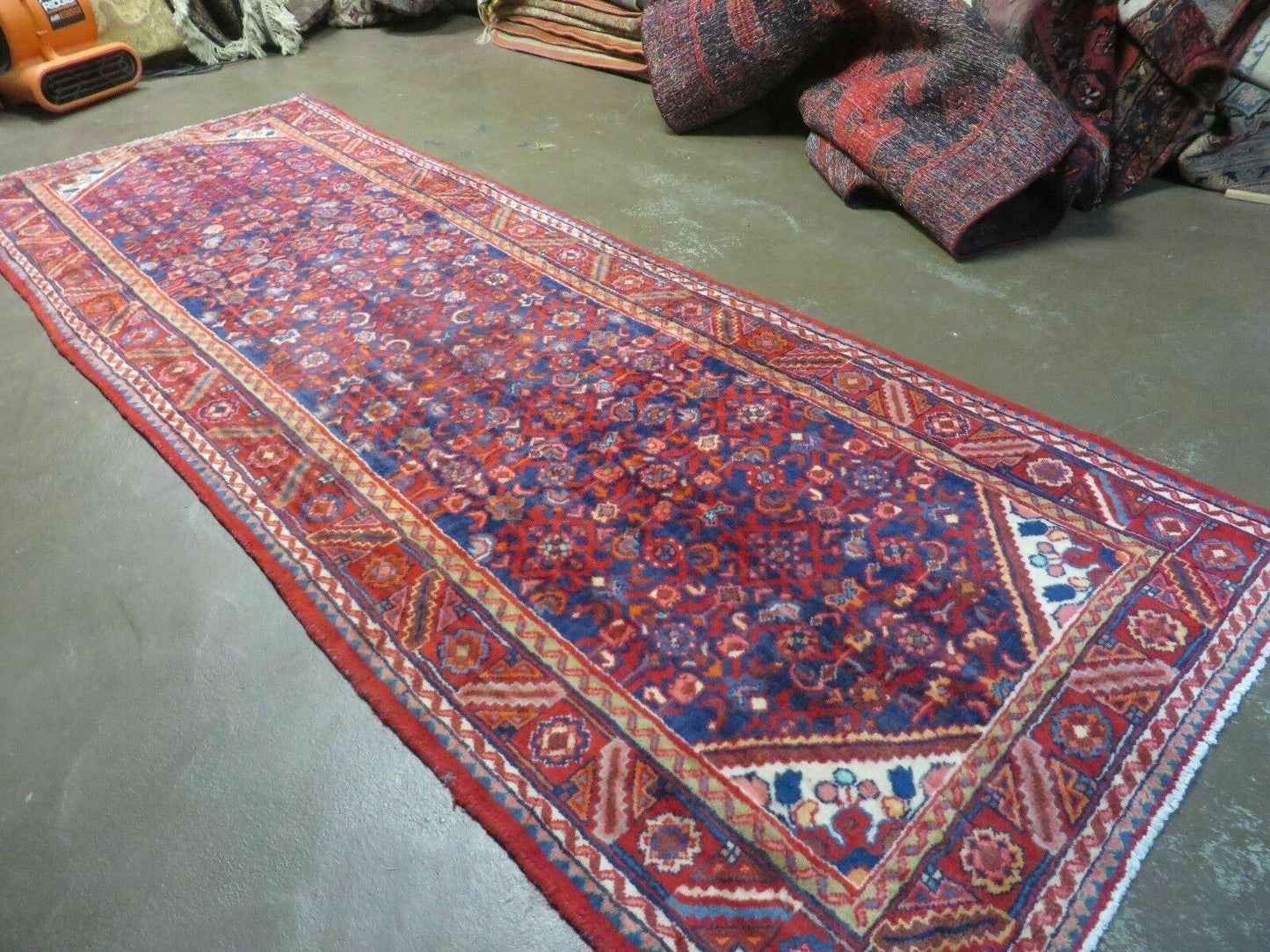 3' 6" X 10' 4" Antique Handmade India Floral Oriental Wool Runner Rug # 128
