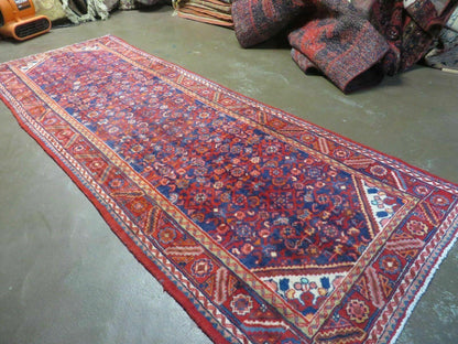 3' 6" X 10' 4" Antique Handmade India Floral Oriental Wool Runner Rug # 128