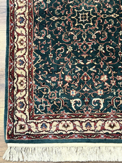 Indo Persian Rug Dark Green Hand Knotted Wool Area Rug 2.5x4 Small Oriental Carpet