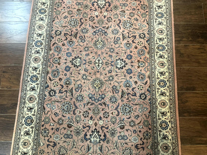 Pak Persian Rug 4x6, Pink and Cream, Very Fine 225 KPSI, Handmade Wool Oriental Carpet