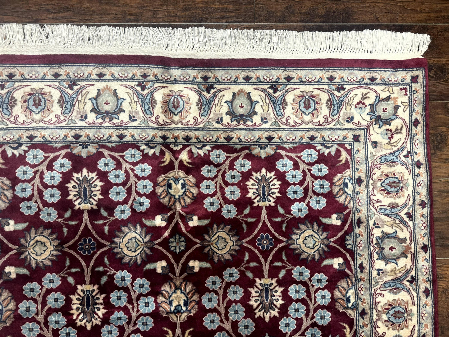 Pak Persian Rug 4x6, Floral Allover, Vintage Wool Carpet, Plum and Ivory