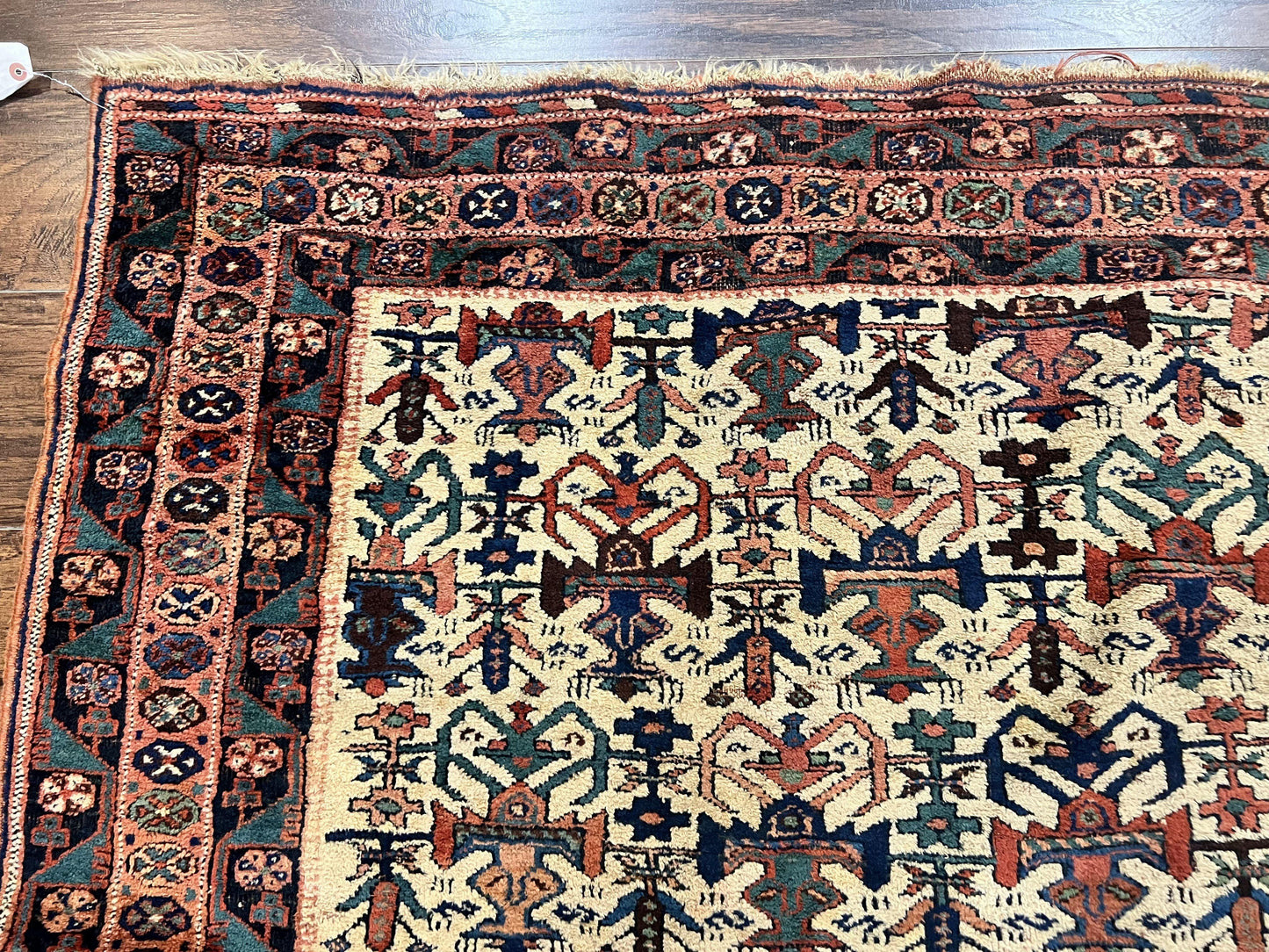 Persian Afshar Rug 5x6, Allover Repeated Motif, Wool Tribal Carpet, Handmade Semi Antique Rug