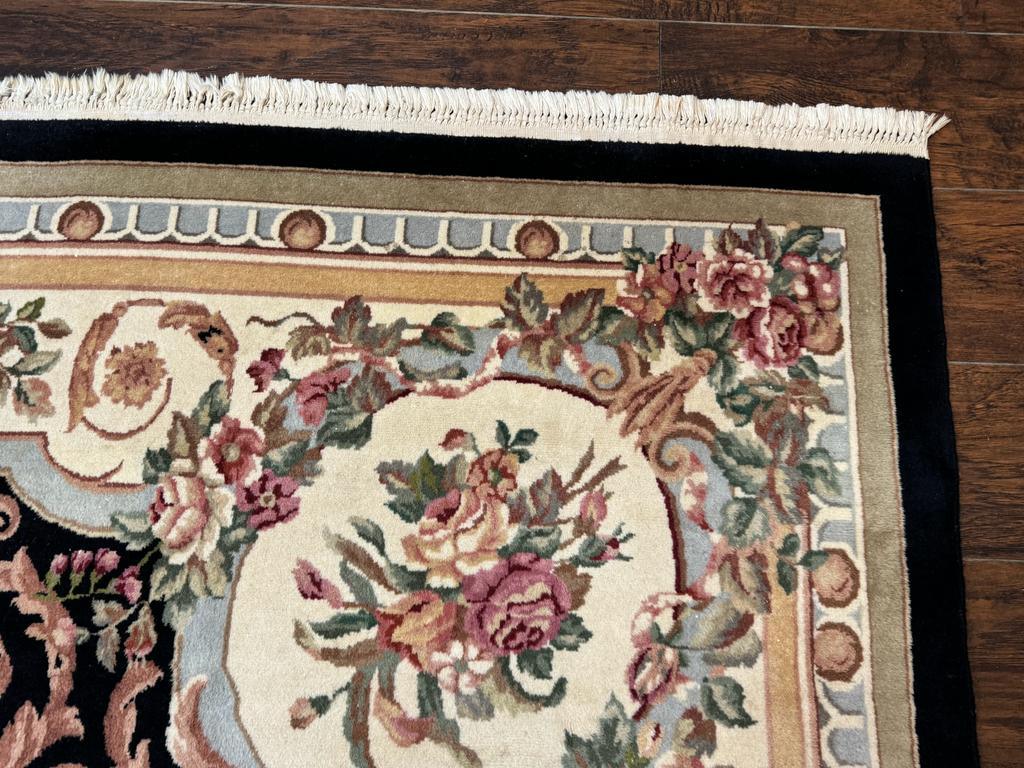 Aubusson Rug 8x10 Handmade Wool Pile Floral European Design