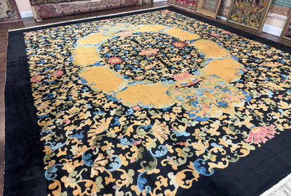 Peking Rug Antique Chinese Hand Knotted Wool Palace Size Oriental Carpet