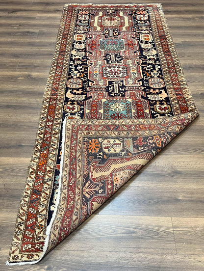 Persian Ardabil Runner Rug 4x10 Hand Knotted Antique Wool With Animal Pictorials