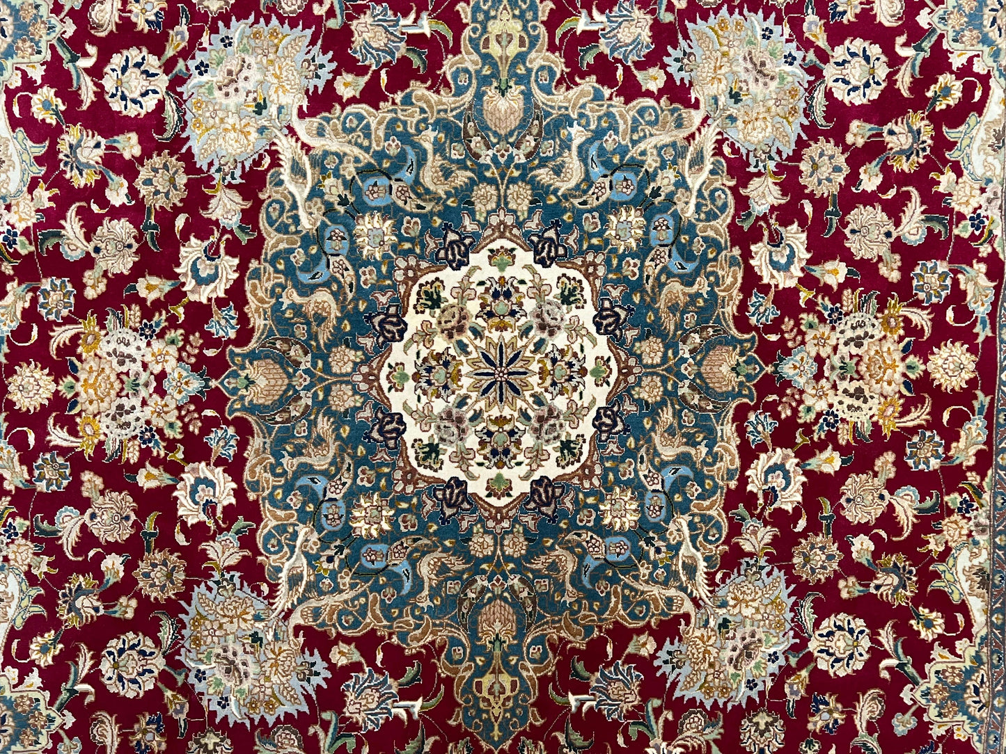 Persian Tabriz Rug 5x7 Handmade With Kork Wool Silk Foundation Ultra Fine 70 Raj KPSI Floral Medallion