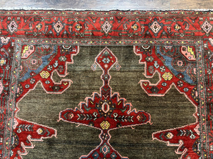 Antique Persian Tribal Rug 5x7 Geometric Wool Carpet Kurdish Senneh Rug