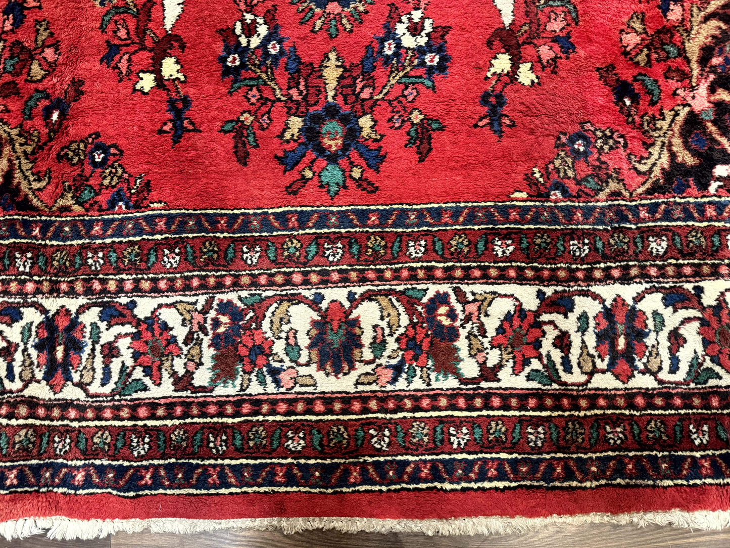 Persian Bibikabad Rug 11x18 Palace Size Red Wool Handmade Large Carpet With Floral Medallion