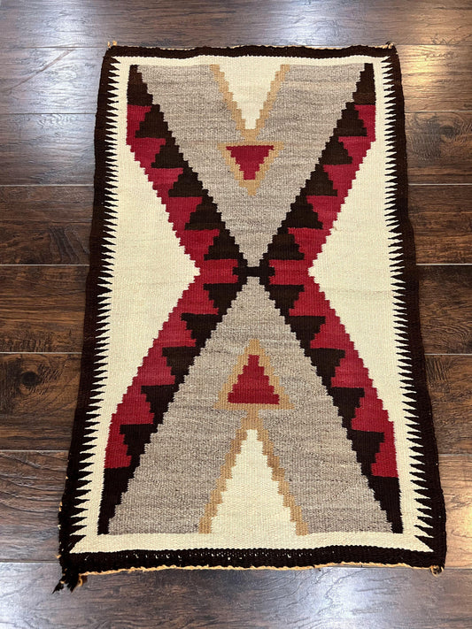 Navajo Rug 2x4 Handmade Wool Vintage Native American Textile Collectible