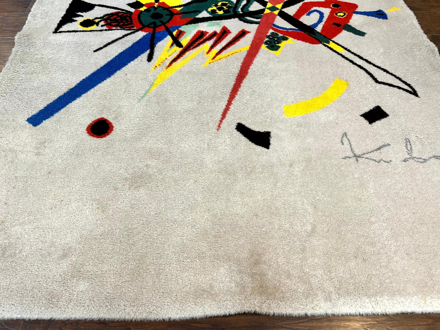 Danish Rya Shag Rug 6x9, EGE Axminster Carpet, Ivory, Modern Abstract Rug, Signed by Designer