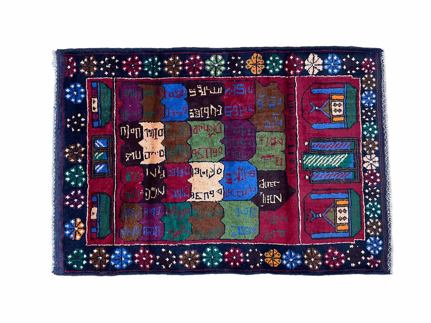 Baluchi Rug 3x5 Vintage Handmade Wool Afghan Tribal Kilim Style Red Beige