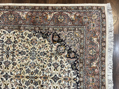 Pak Persian Rug 5x8, Handmade Wool Oriental Carpet, Vintage Rug, Floral Allover, Very Fine 320 KPSI