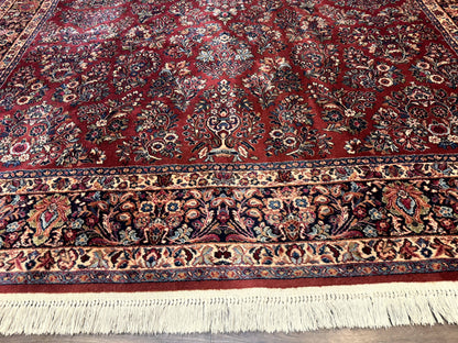 Karastan Rug 10x14, Red Sarouk #785, Wool Original 700 Series