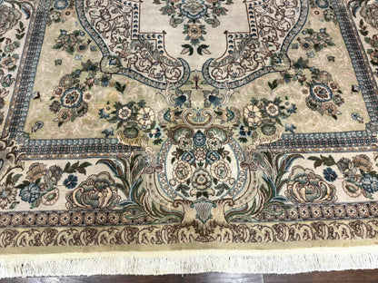 Handmade Persian Rug Wool Vintage Floral Medallion Oriental Carpet 8 By 10.6