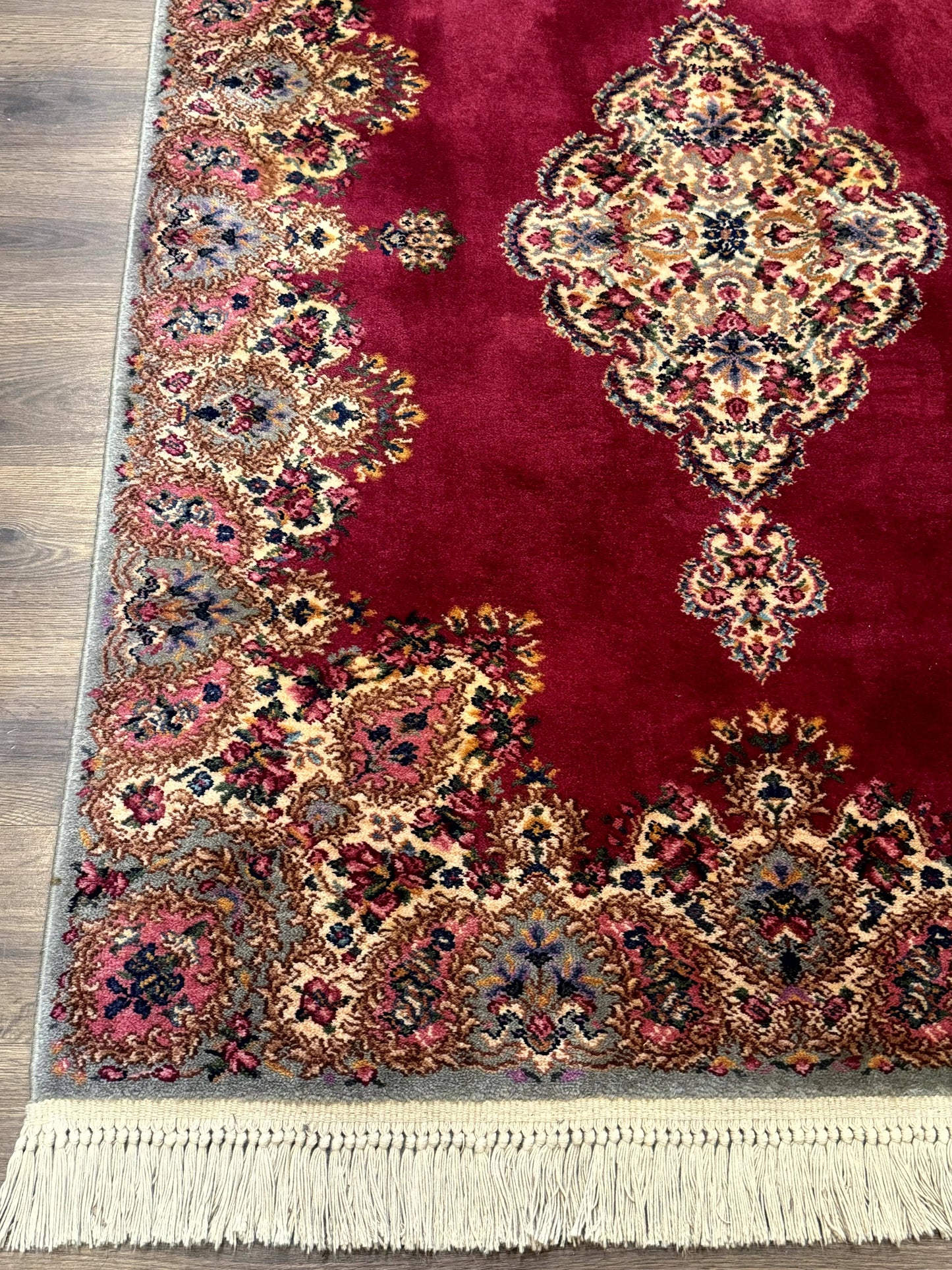 Karastan Rug 4x6 Red Medallion Kirman #762, Wool Vintage Original 700 Series