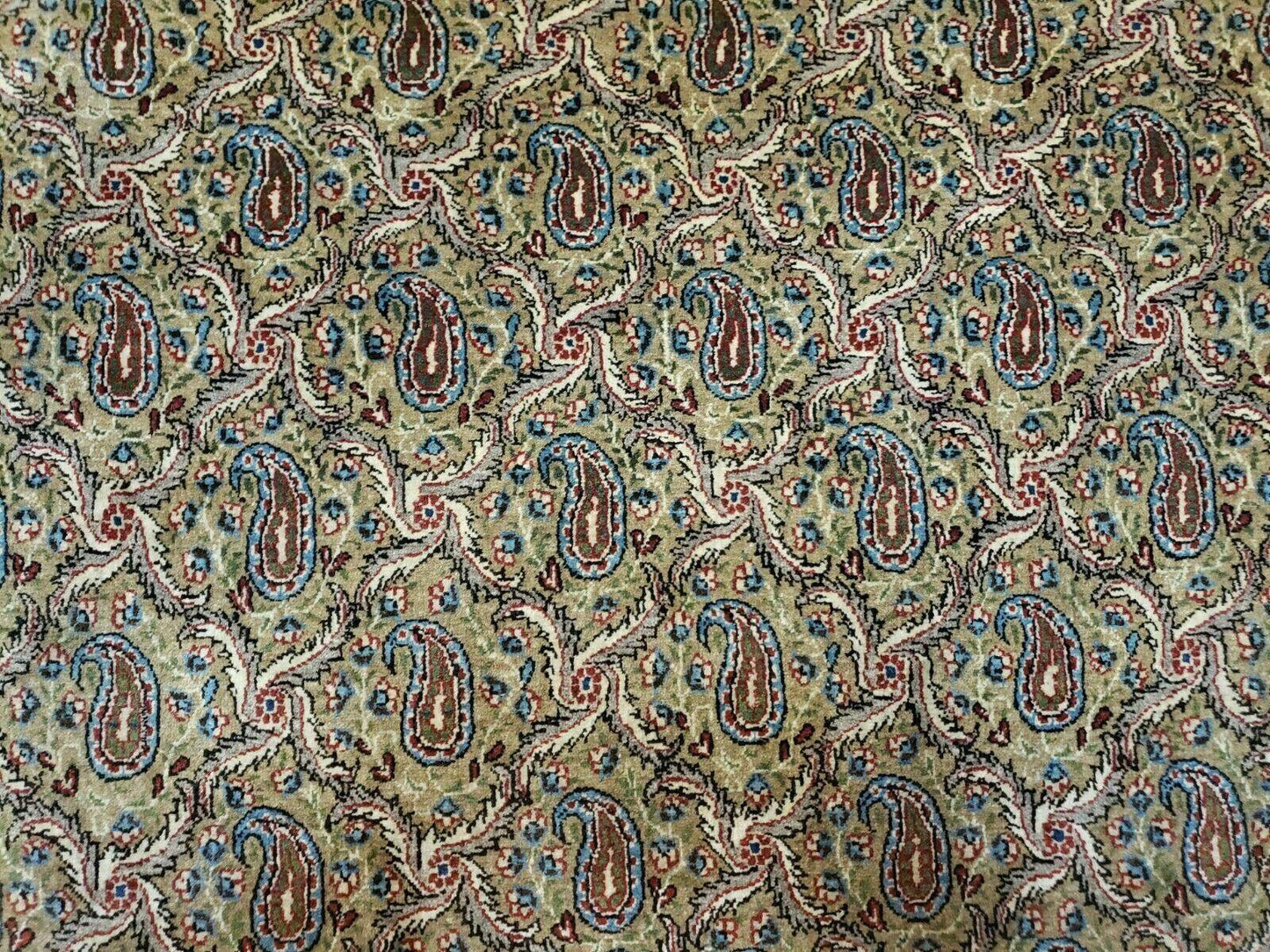 Hand Knotted Turkish Wool Rug Vintage 1960s One Of A Kind Paisley Boteh Design