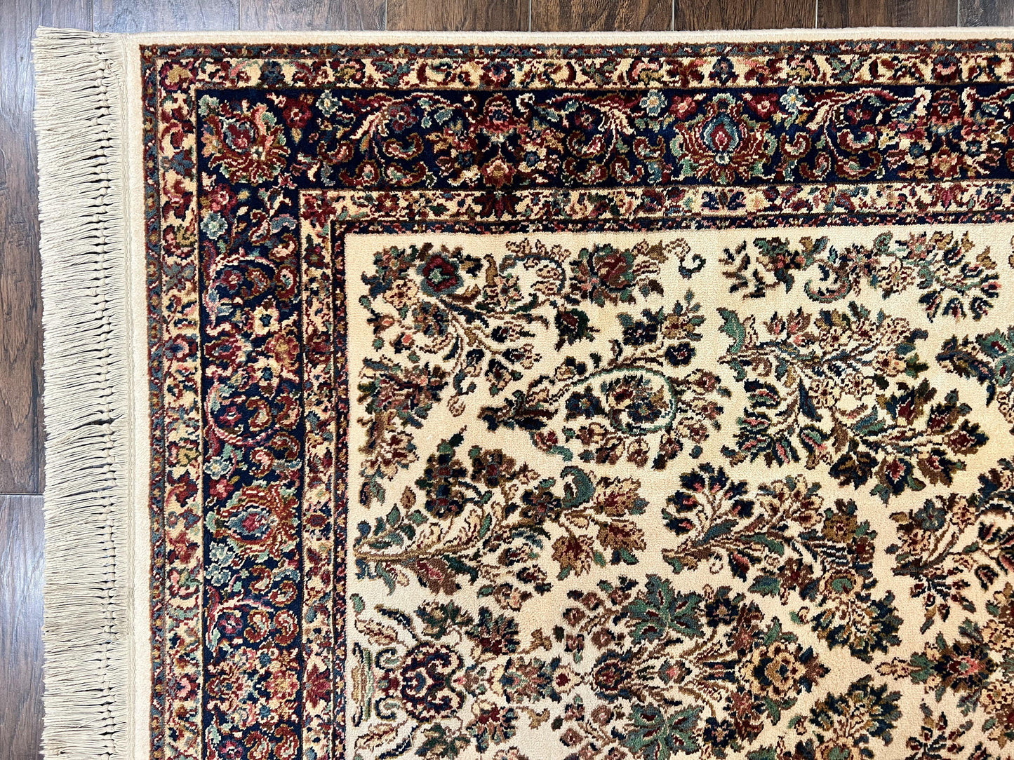 Karastan Rug 5.9 x 9 Ivory Sarouk #760, Vintage Wool Original Collection 700 Series, Discontinued