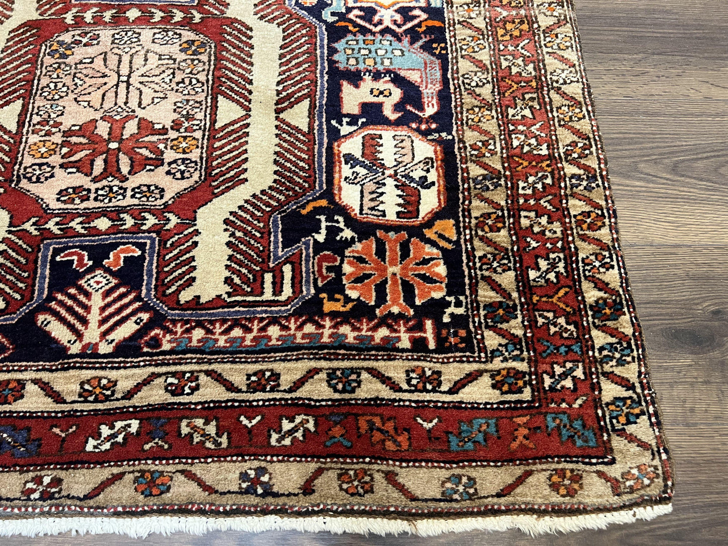 Persian Ardabil Runner Rug 4x10 Hand Knotted Antique Wool With Animal Pictorials