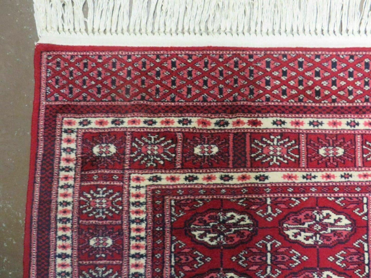 Turkoman Bokhara Vintage Rug 3x5 ft Hand Knotted Fine Wool Yamud Design Classic