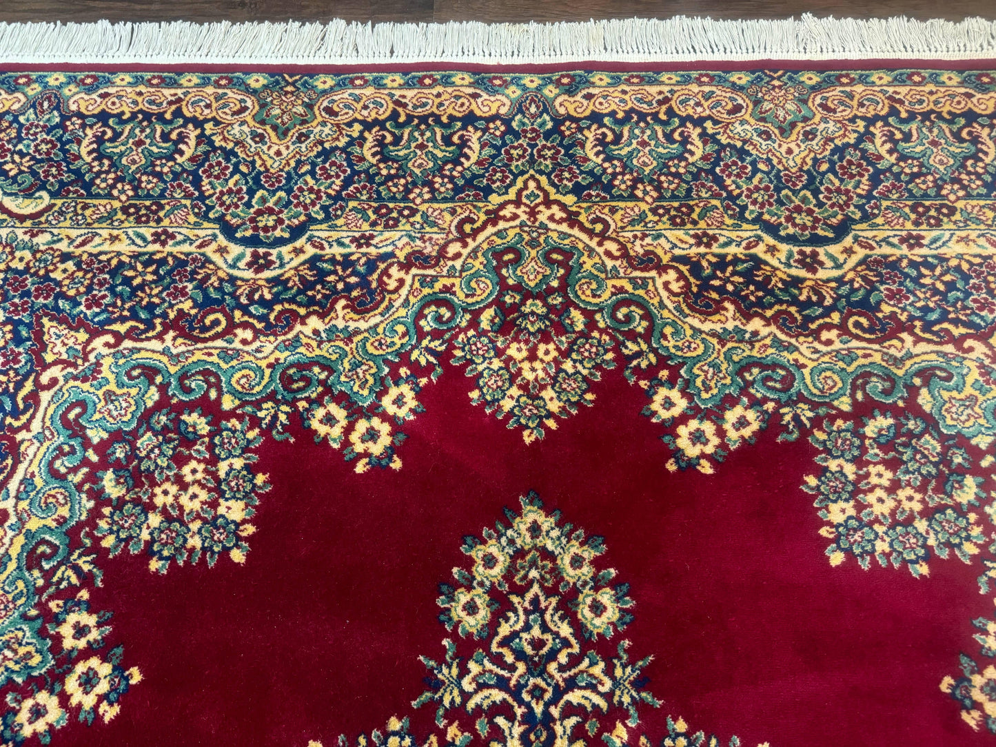 Power Loomed Persian Kirman Rug 9x12 Vintage Wool Pile Area Rug