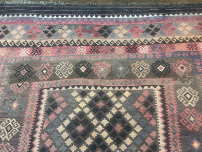 Persian Kurdish Kilim Rug 8x10 Handwoven Wool Flatweave Vintage Zarand Kilim