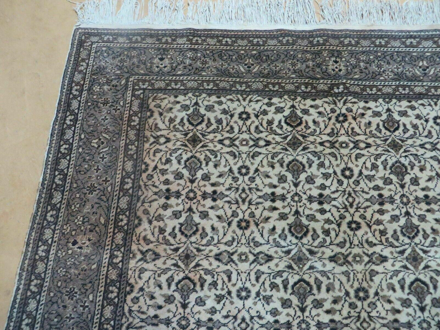 Vintage Turkish Hereke Rug Wool on Cotton 58 x 85 Floral Full Pile