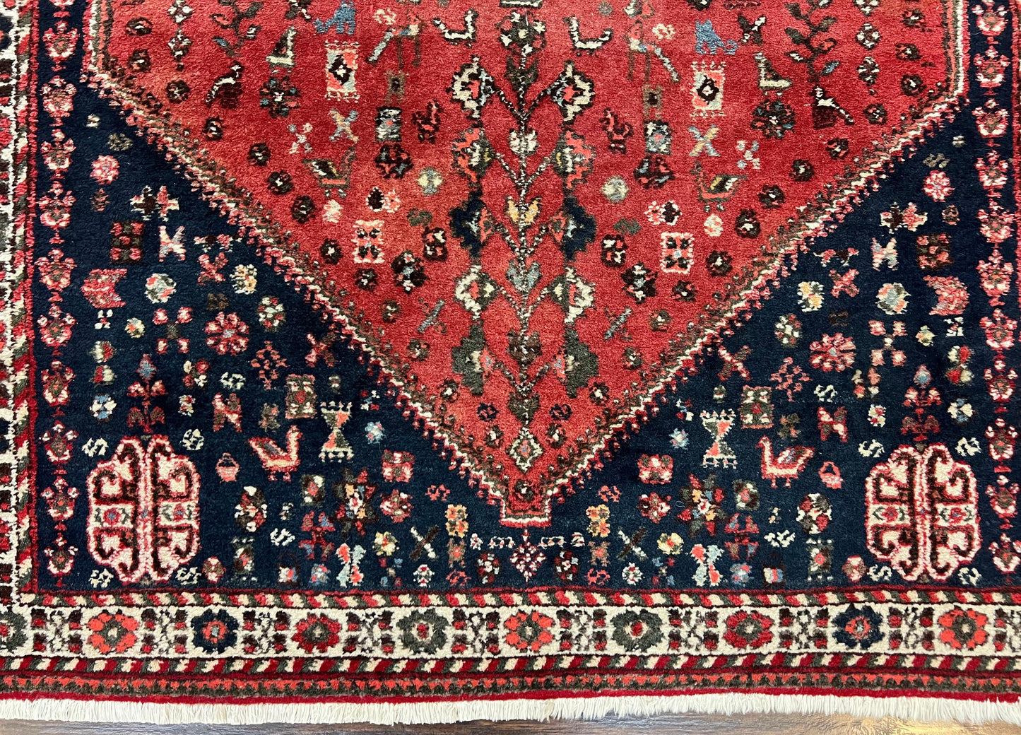 Persian Tribal Rug Hand Knotted Wool Vintage Oriental Carpet 3.6 By 5 Feet