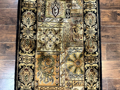 Indian Runner Rug 3x14, Panel Design, Oriental Carpet for Hallway