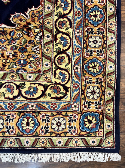 Indo Persian Rug 12x15, Mahal Sarouk Rug 12 x 15, Wool Hand Knotted Vintage Carpet, Navy Blue, Oversized Rug, Center Medallion