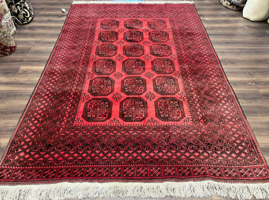 Afghan Turkoman Rug 7x10 Hand Knotted Vintage Yamud Beshir Bokhara Wool Carpet