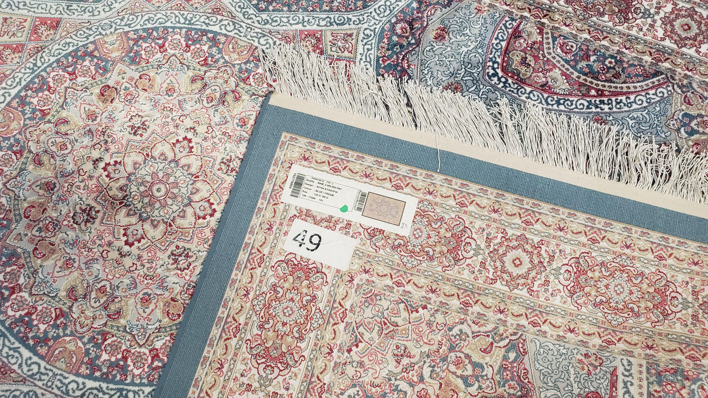 Bamboo Silk Rug 4x6 Light Blue Beige Oriental Medallion Pattern