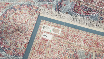 Bamboo Silk Rug 4x6 Light Blue Beige Oriental Medallion Pattern