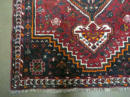 Antique Turkish Wool Rug Handmade 1940s Vegetable Dyes Fringed 46 By 64 Inches