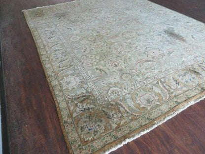 Vintage Handmade Jaipur Floral Oriental Rug Tea Washed 8 By 10 Ft