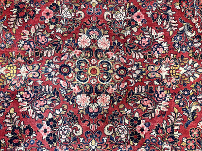 Large Antique Persian Sarouk Rug 11x18, Red, Floral Allover, Palace Size Wool Handmade Carpet