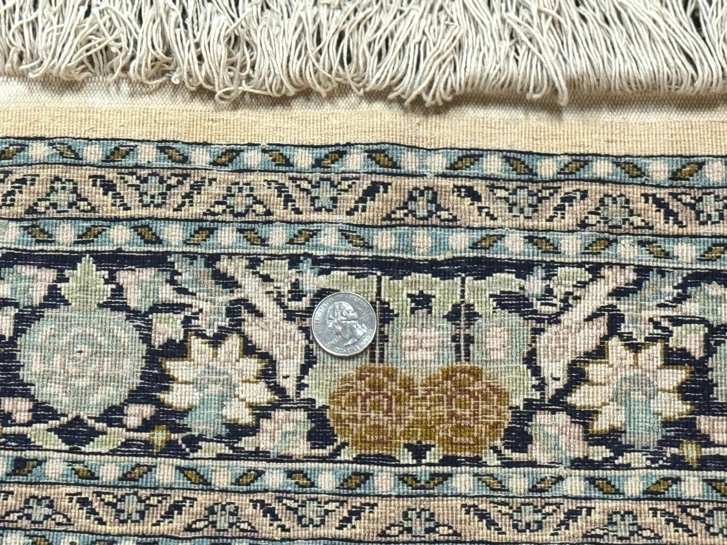 Kashmiri Silk Rug 3x4 Handmade Silk Prayer Rug 400 KPSI Premium Quality