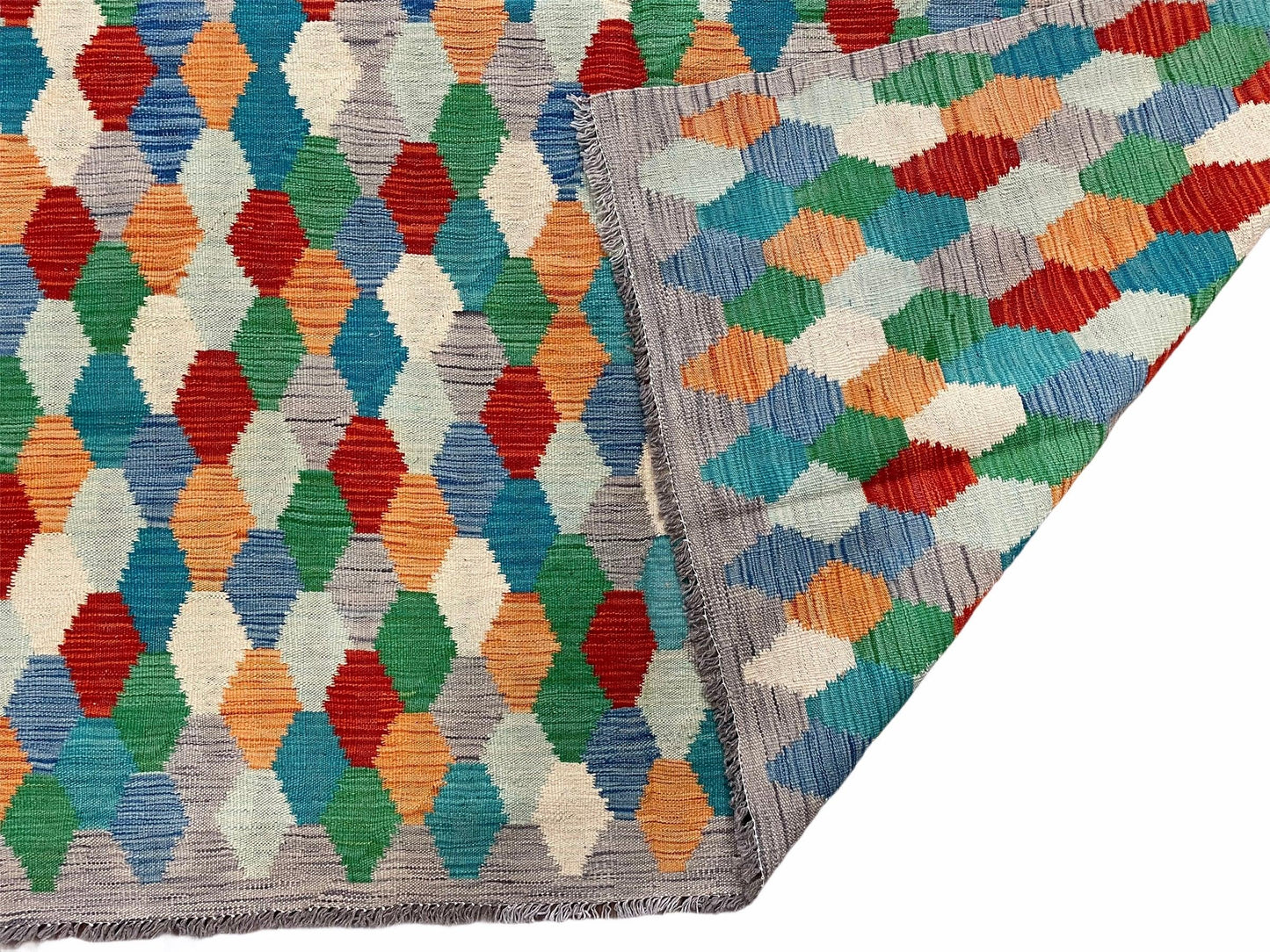 Colorful Chobi Kilim Rug 6x9 Handmade Wool Area Rug For Playrooms