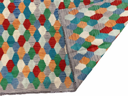 Colorful Chobi Kilim Rug 6x9 Handmade Wool Area Rug For Playrooms