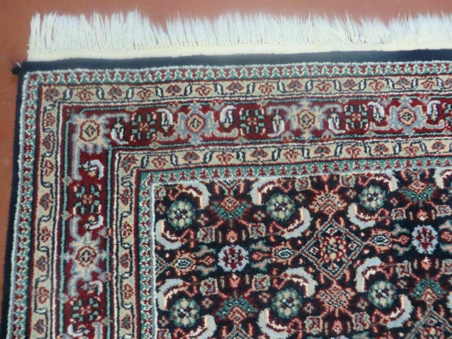 Vintage Handmade Indian Amritsar Wool Rug 4x6 Allover Design Very Good Condition