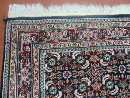 Vintage Handmade Indian Amritsar Wool Rug 4x6 Allover Design Very Good Condition