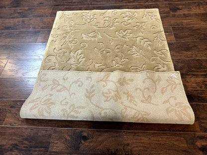 Tibetan Rug Modern 3.7 by 5.5 Hand Knotted Wool Silk Highlights