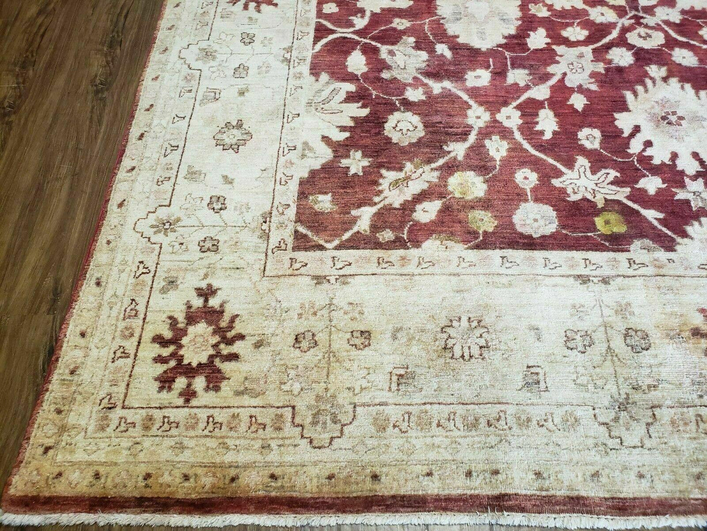 Hand Knotted Peshawar Wool Rug 8x10 Floral Oriental Red Beige