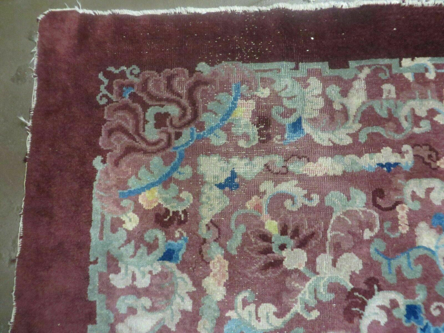 Vintage Chinese Art Deco Wool Rug 8x10 Hand Made Peking Floral Design