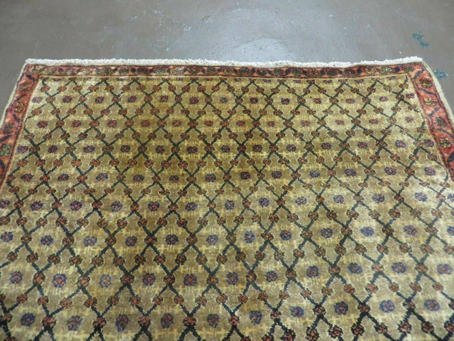 Antique Indian Handmade Wool Rug 4x6 Camel Hair Color 1900s Era