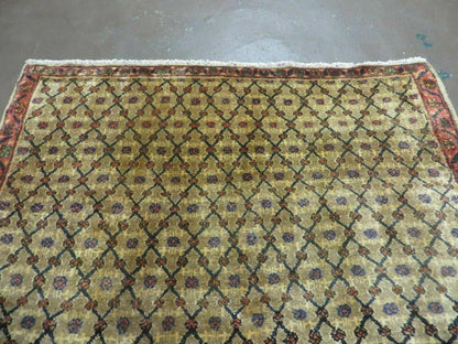 Antique Indian Handmade Wool Rug 4x6 Camel Hair Color 1900s Era