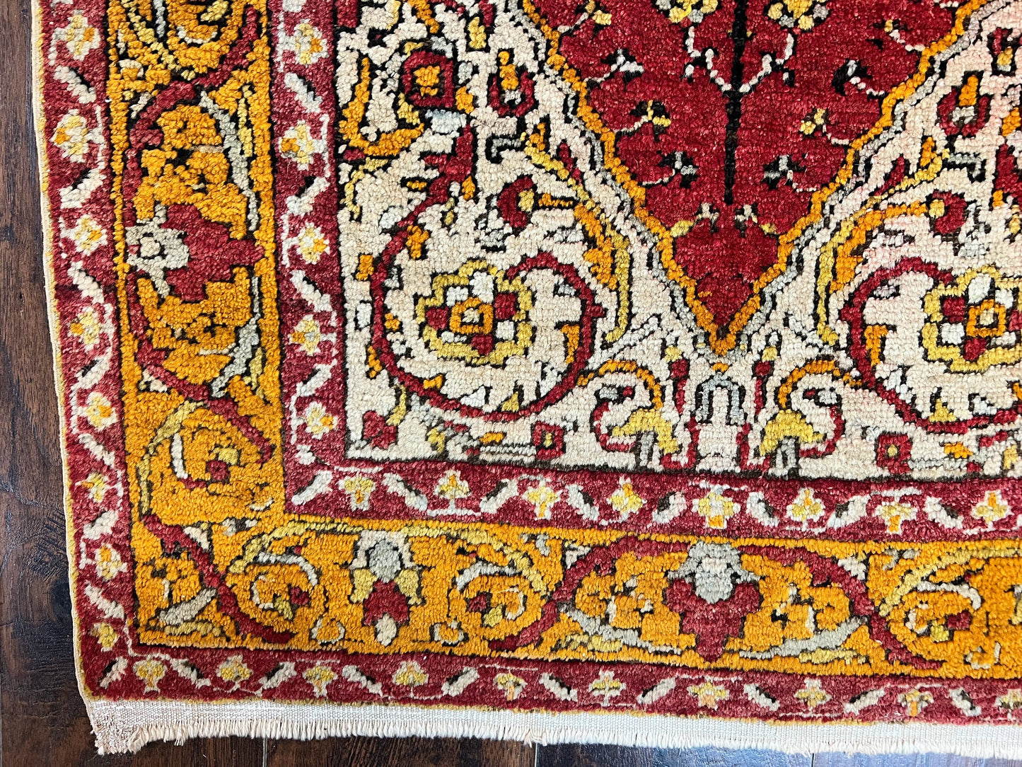 Antique Turkish Prayer Rug 3x5 Hand Knotted Oushak Wool Mehrab Vintage Carpet